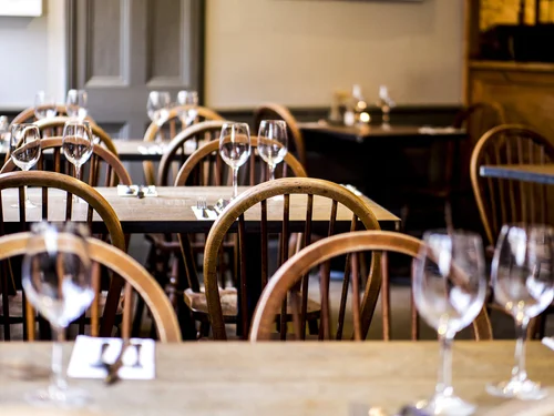 The cosy Peppers dining room laid for dinner